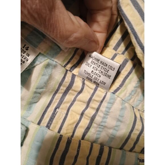 Talbots Plus Capri Pants Women’s 14 Seersucker Pinstripe Nautical‎ Vintage EUC - Picture 7 of 9